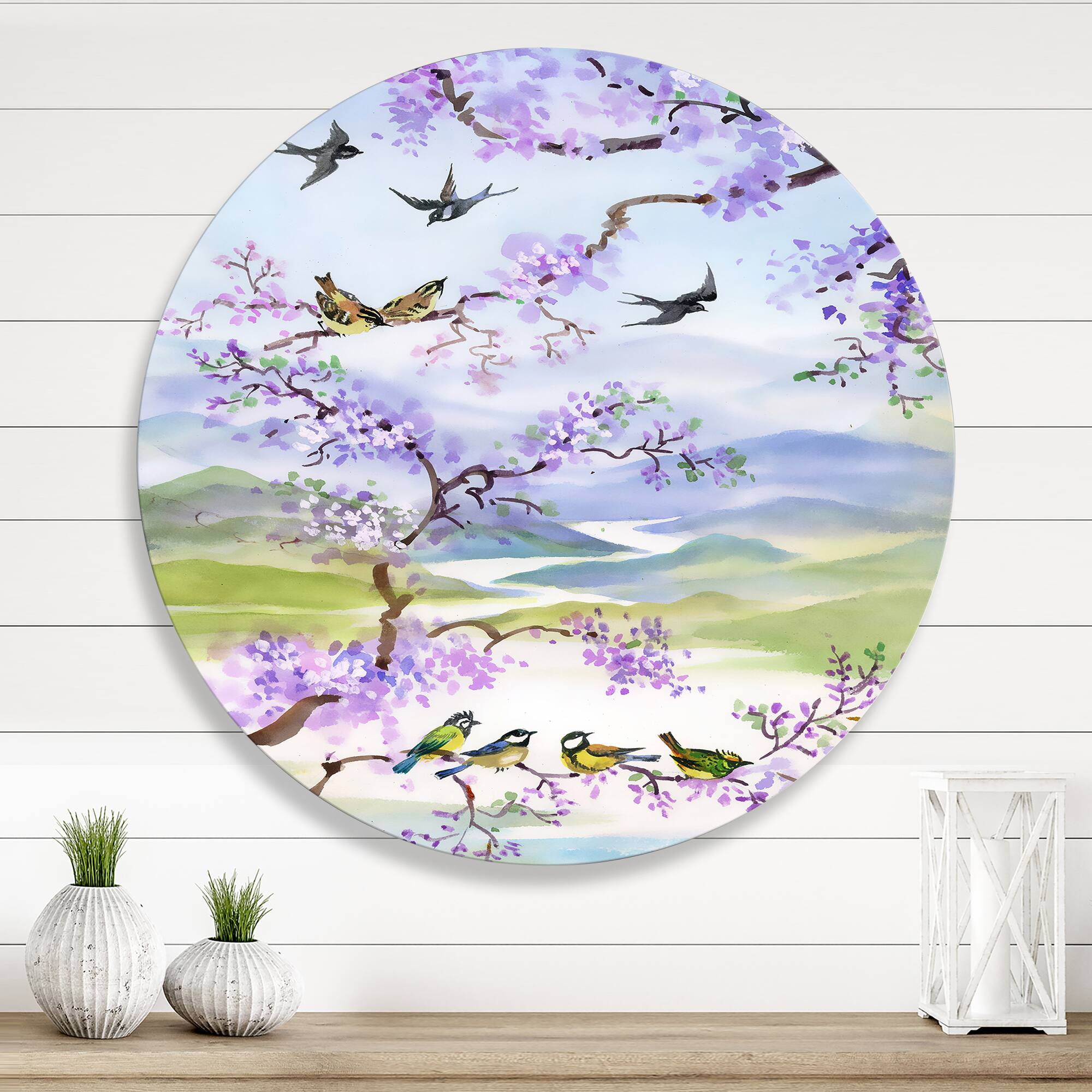 Designart - Birds On Cherry Branch